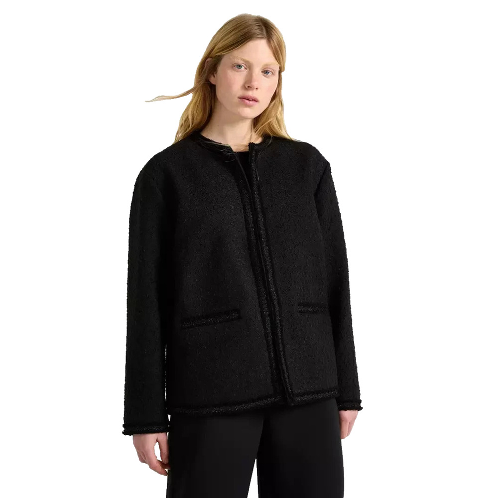 Banana Republic Monogram Black Boucle Jacket Coat Size 14 NWT